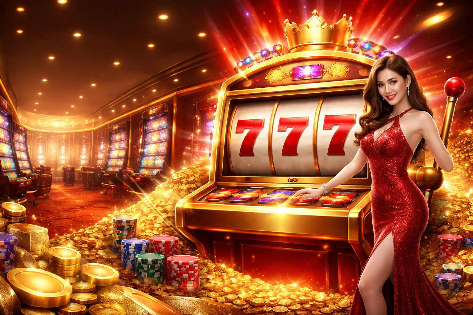 Hình ảnh anh hùng sôi động thể hiện thế giới trò chơi slot Daga68 trên ứng dụng iOS, với các biểu tượng slot game lấp lánh và giao diện người dùng hiện đại, thu hút người chơi tải xuống Daga68 app ios.